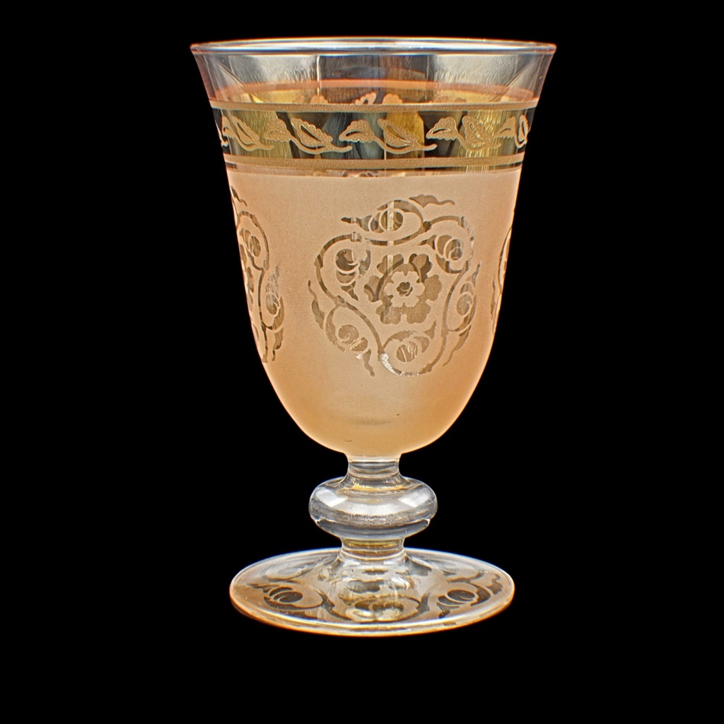 اكواب زجاج - Footed Glass 232 Gada Pnt Ylow Gold 6mm (6 Pieces)