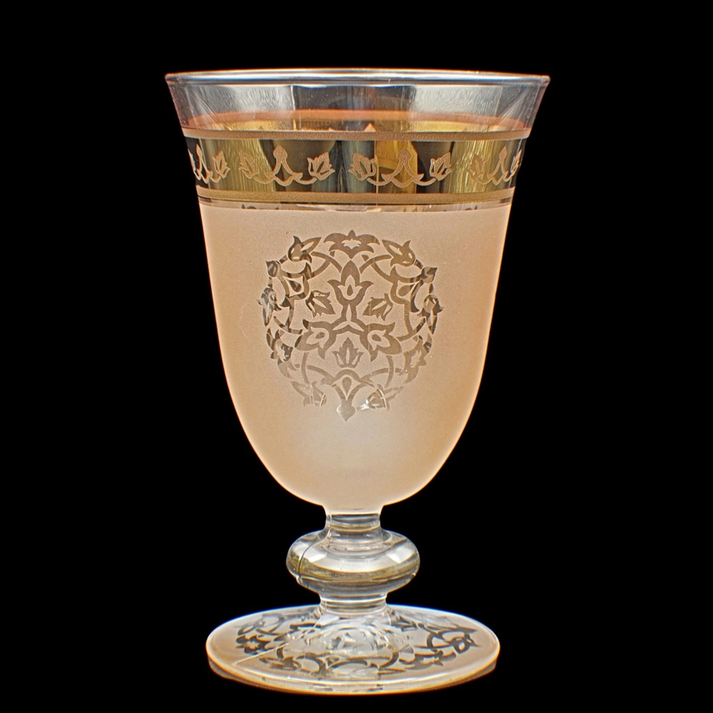  Footed Glass 232 Hiba Pnt Ylow Gold 6mm - اكواب زجاج (6 Pieces)