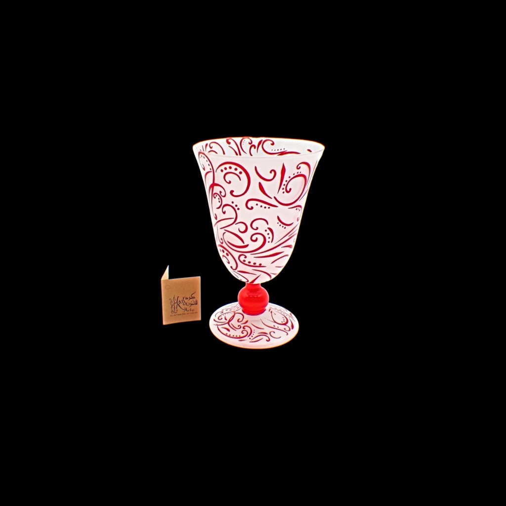  Footed Glass 232 Hshm Clrb Red Sandb - اكواب زجاج