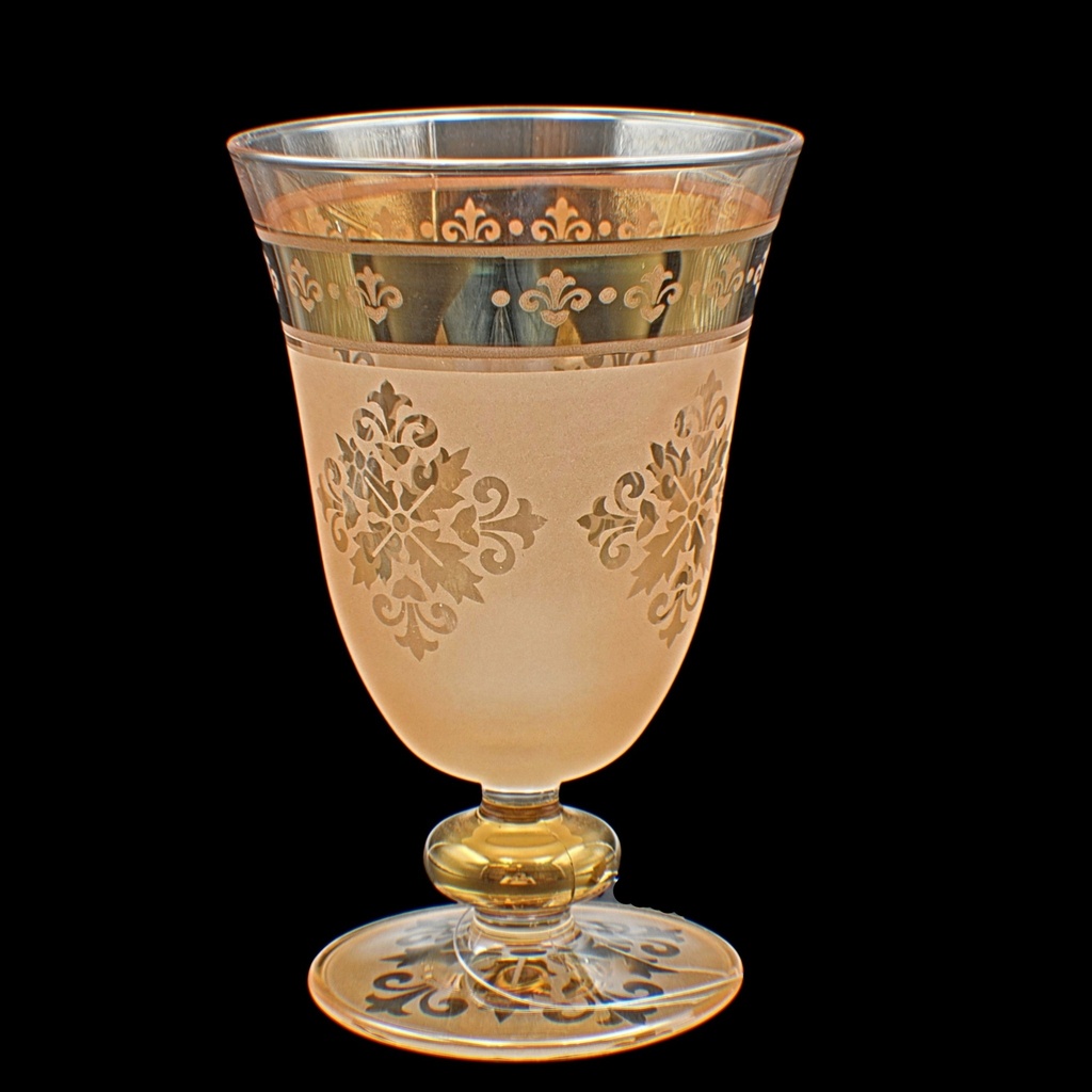اكواب زجاج - Footed Glass 232 Wew Pnt Ylow Gold 6mm (6 Pieces)