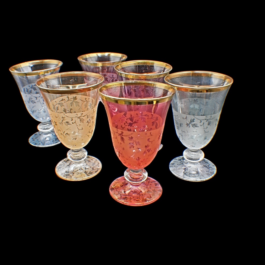 اكواب زجاج - Footed Glass 232 Zens Pnt Mix Gold 6mm (6 Pieces)