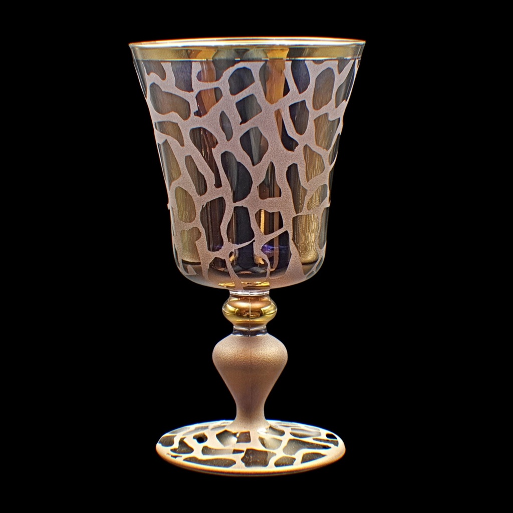 Footed Glass 234 Girf Pnt Brnz Gold 6mm - اكواب زجاج (6 Pieces)