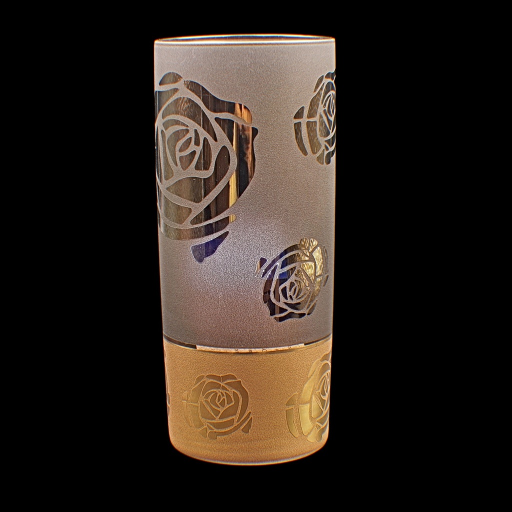 اكواب زجاج - Highball Glass 155 Flwr Pnt Brnz Gold 6mm (6 Pieces)