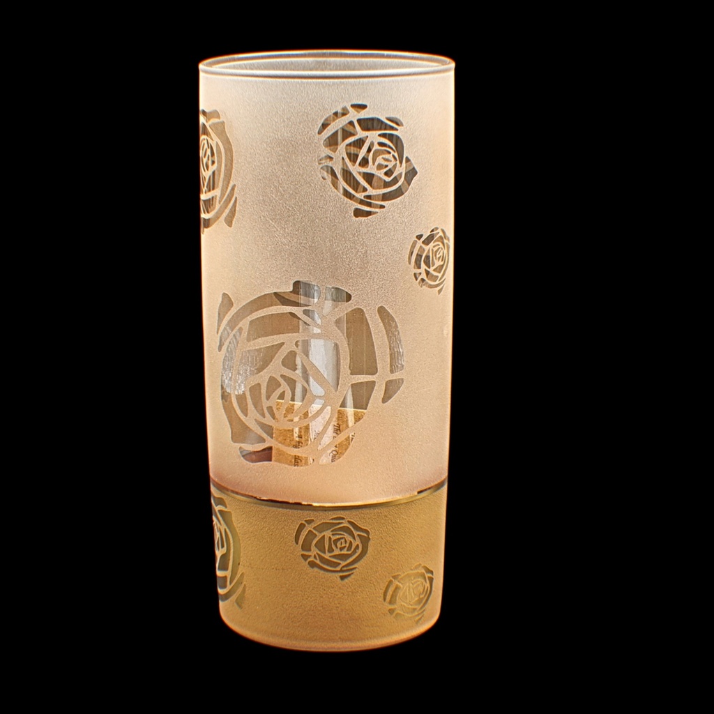  Highball Glass 155 Flwr Pnt Ylow Gold 6mm - اكواب زجاج (6 Pieces)