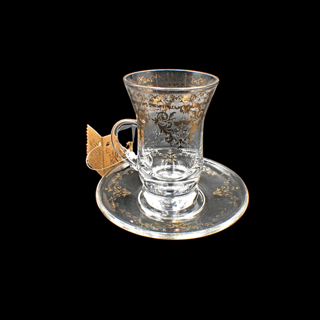  Tea Cup 103 Sbh Prnt Trns Gold - اكواب شاي