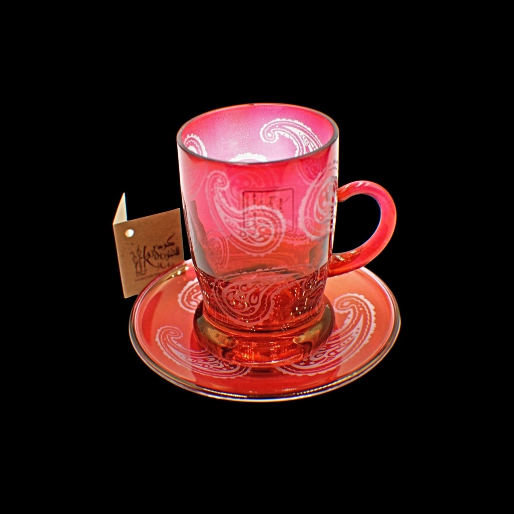  Tea Cup 104 Kash Clrl Red Trns - اكواب شاي