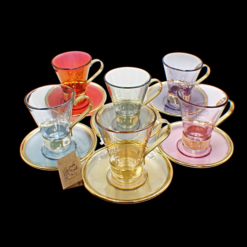 اكواب شاي - Tea Cup 104 Plain Clrl Mix Trns (6 Pieces)