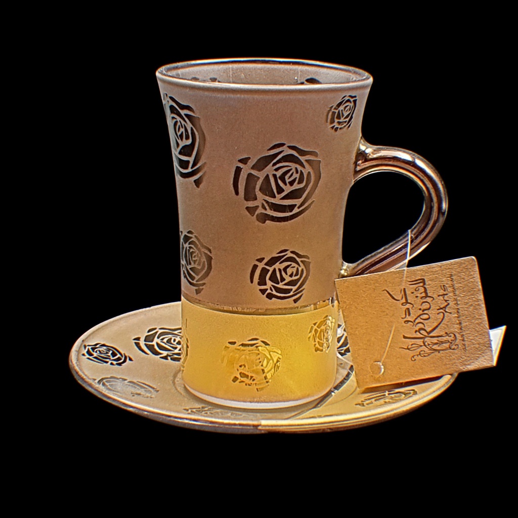 اكواب شاي - Tea Cup 110 Flwr Pnt Brnz Gold 6mm (6 Pieces)