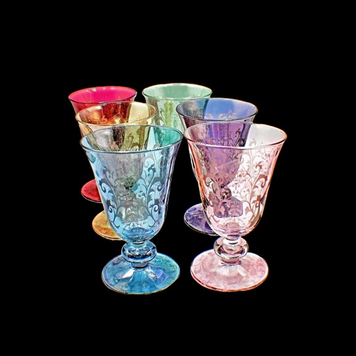 [96876707] اكواب زجاج - Footed Glass 231 Bbt Trcl Mix (6 Pieces)