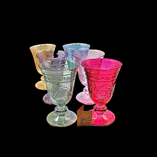 [93656540] اكواب زجاج - Footed Glass 231 Gada Trcl Mix (6 Pieces)