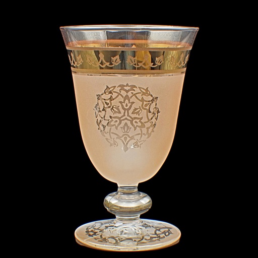 [6846875] اكواب زجاج - Footed Glass 232 Hiba Pnt Ylow Gold 6mm (6 Pieces)