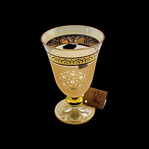 [5827286] اكواب زجاج - Footed Glass 232 Jmal Pnt Ylow Gold 6mm (6 Pieces)