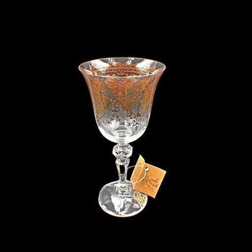 [4712142] اكواب زجاج - Footed Glass 275 Sbh Prnt Gold Trns (6 Pieces)