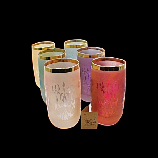 [53697925] اكواب زجاج - Highball Glass 151 Kng Pnt Mix Gold 6mm (6 Pieces)