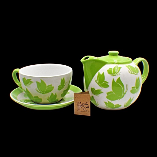 [1310606] ابريق شاي - Teapot & Cup Btrfly Gren Sandb (1 Set)