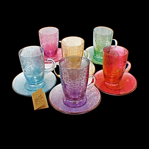 [49333424] اكواب شاي - Tea Cup 115 Huda Clrl Mix Trns (6 Pieces)